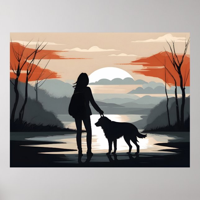 Poster Garota com o cachorro (Frente)