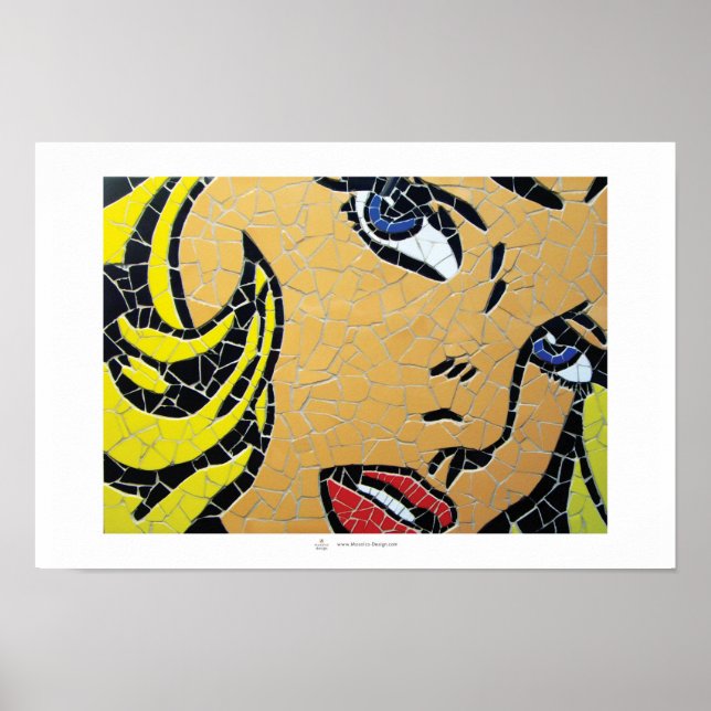 Poster Garota com olhos azuis, mosaico (Frente)