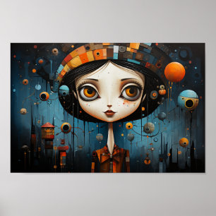 Poster Garota com olhos grandes no Dia das Bruxas