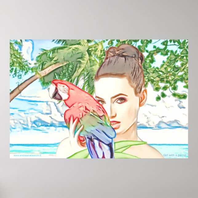 Poster Garota com papagaio (Frente)