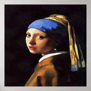 Poster Garota com pérolas ouvindo Johannes Vermeer