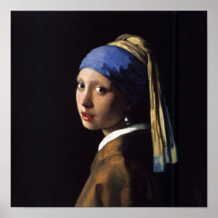 Póster Garota com pintura de pérolas