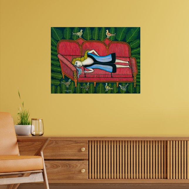 Poster Garota com Pombos | Morris Hirshfield | (Sala de Estar 2)