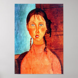 Poster Garota com rabo-de-porco, Modigliani