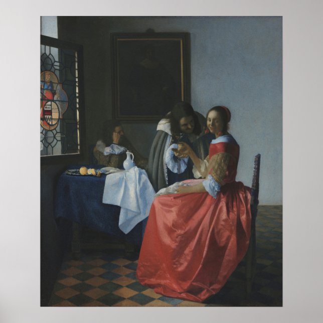 Poster Garota com Vidro de Vinho - Vermeer (Frente)