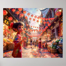 Poster Garota Cômica com Porcelana Bowl de Morangos em