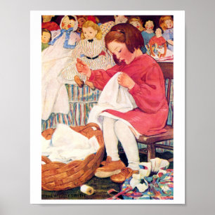 Poster Garota Costurando, Jessie Willcox Smith