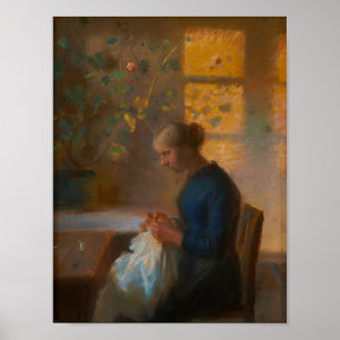 Poster Garota costurando por Anna Ancher