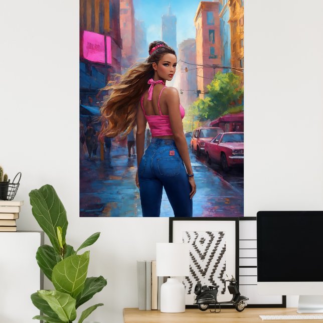 Poster Garota da Cidade (Escritório em casa)