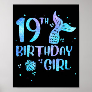 Poster Garota de 19 Anos de Aniversário Sereia 19º Crianç