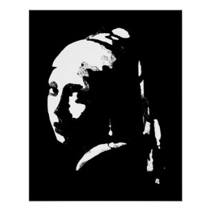 Póster Garota de abstrato com brinco de pérolas