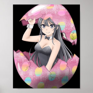 Poster Garota de anime Kawaii Coelhinha de Páscoa Coelhin