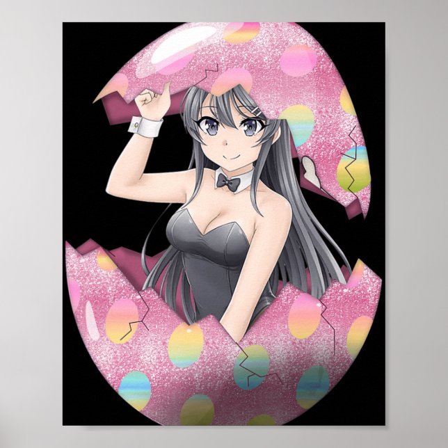 Poster Garota de anime Kawaii Coelhinha de Páscoa Coelhin (Frente)
