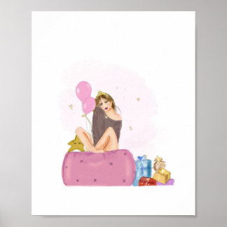 Poster garota de aniversário