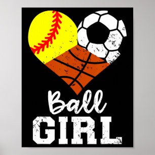 Poster Garota de Bola Diversão de Sofball Garota de Basqu