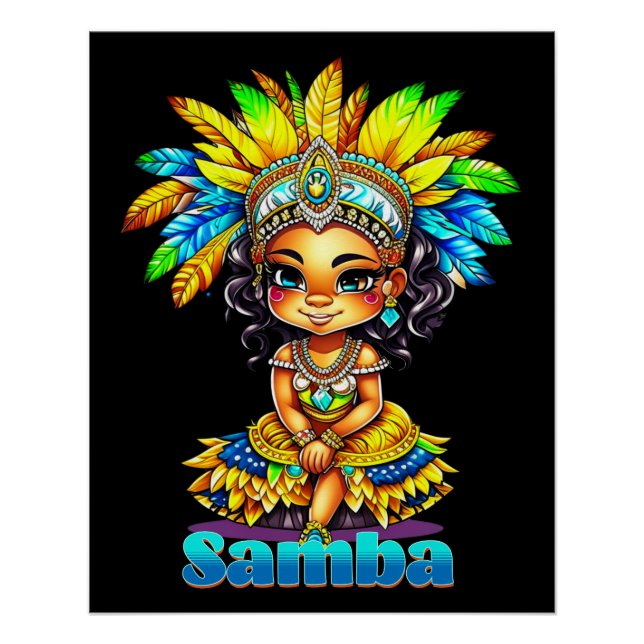 Póster Garota de Carnaval de Samba (Frente)