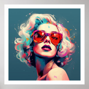 Poster Garota de Cores Vibrantes da Cultura pop com Óculo
