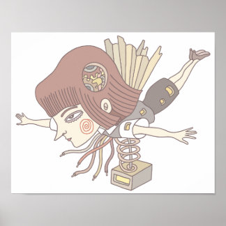 Poster Garota de fantasia mecânica.