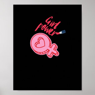 Poster Garota de feminista rosa e forte