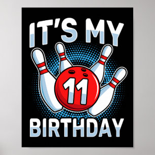 Poster Garota de Festa de aniversário de Boliche de 11 an