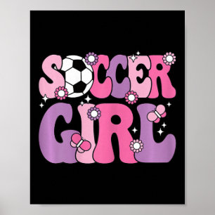 Poster Garota de Futebol Fofa Groovy Amante de Futebol Mu