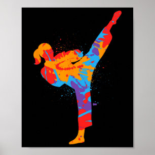 Poster Garota de Karatê Artes Marciais Coloridas Crianças