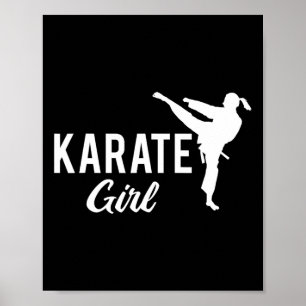 Poster Garota de Karatê Lutadora de Rabo de Cavalo Branco
