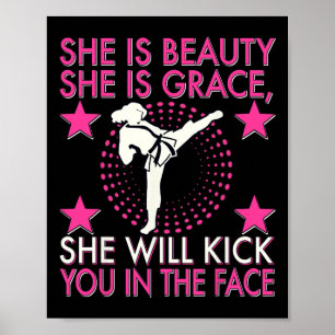 Poster Garota de Karatê Taekwondo Mulheres Chute de Karat