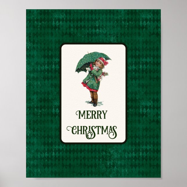 Poster Garota de Natal Vintage Fofo Férias   (Frente)