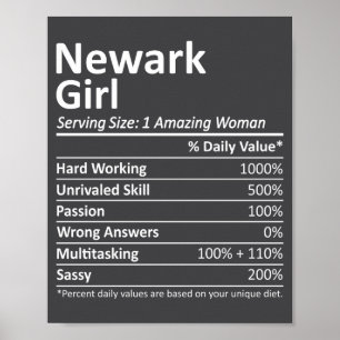 Poster Garota de Newark Nj Nova Jersey Cidade Engraçada C