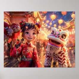 Poster Garota de Quadrinhos em Fantasia de Dragão para An