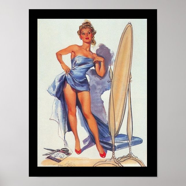 Poster Garota de Surf Pin-Up pôster vintage (Frente)