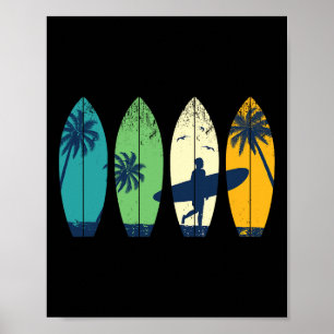 Poster Garota de Surf Retrô Vintage - Pranchas de Surfist