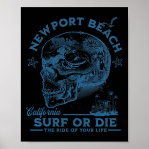 Poster Garota de Surfe da Praia de Newport Beach Tábua de
