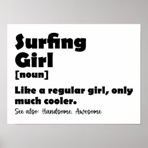 Poster Garota de Surfe Definição Divertida Mulheres Surfi