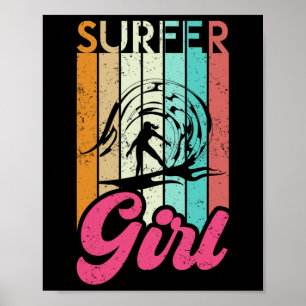 Poster Garota de Surfe Prancha de Surfe Mulheres Surfe Oc