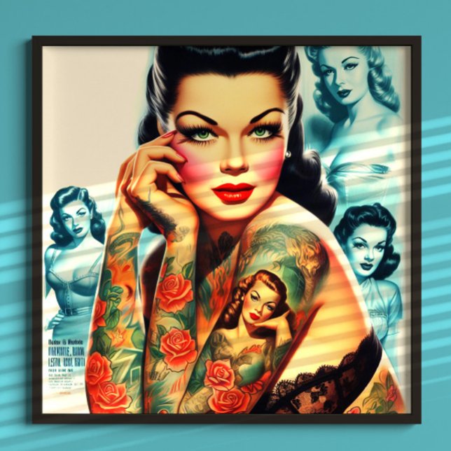 Poster Garota de Tatuagem Old School (Criador carregado)