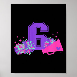 Poster Garota de Torcida no 6º Aniversário Menina de Seis