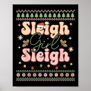 Poster Garota de Trenó Trenó Natal Roupa de Natal Feia