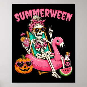 Poster Garota Divertida do Summerween Esqueleto Coquette