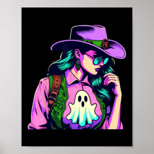 Poster Garota do Halloween Ocidental com Arte Pop Fantasm