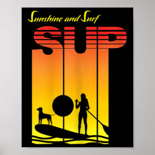 Poster Garota do Sup Cachorro Stand Up Paddle Board Reman