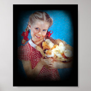 Póster Garota e Pintinhos