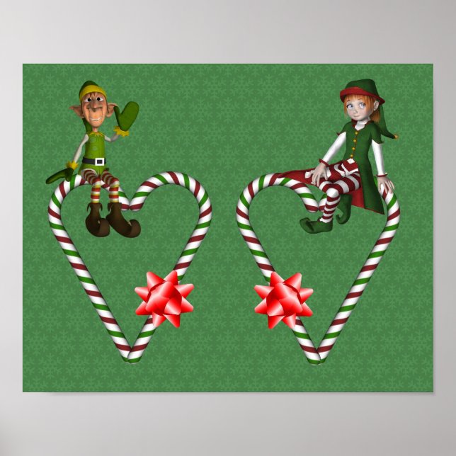 Póster Garota Elf Candy Cane Copia Feriado de Natal (Frente)