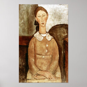 Poster Garota em um vestido amarelo, Modigliani