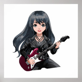 Poster Garota emo com cabelo preto comprido