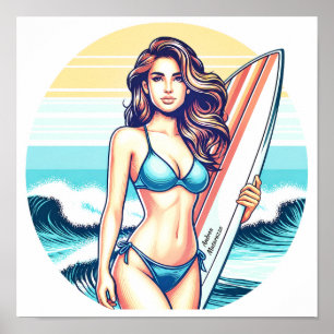 Poster Garota Esporte & Surfe