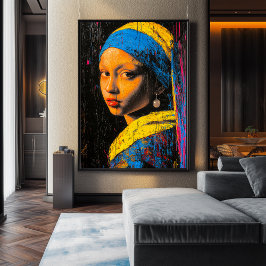 Poster Garota Expressionista com Brinco de Pérola - Arte 