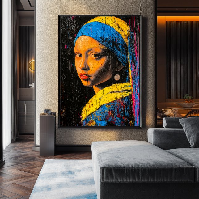 Poster Garota Expressionista com Brinco de Pérola - Arte  (Criador carregado)