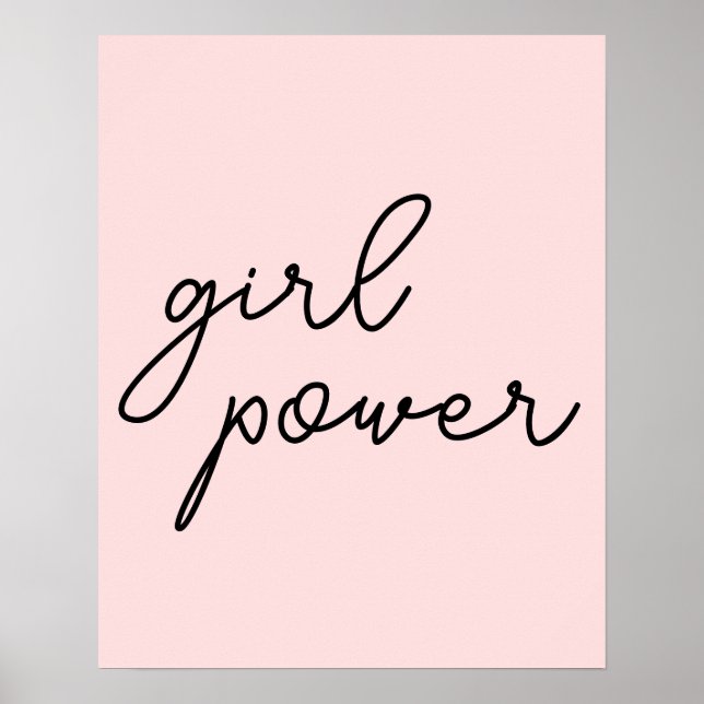 Poster Garota Gangue Rosa Fofo Poder Feminino Moderno Des (Frente)